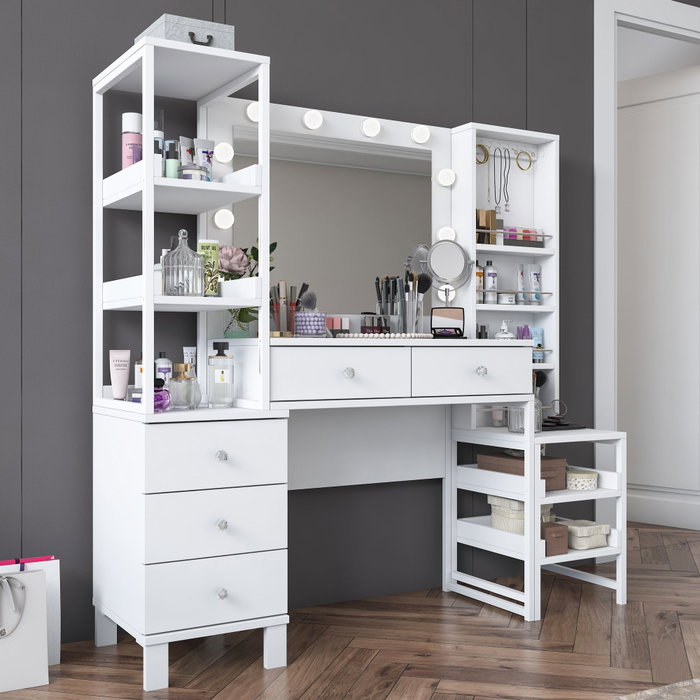 Hanah Home Mesa de Maquillaje BJ154 - 3861 Blanca con 10 Focos Hanah Home Mesa de Maquillaje BJ154 - 3861 Blanca con 10 Focos